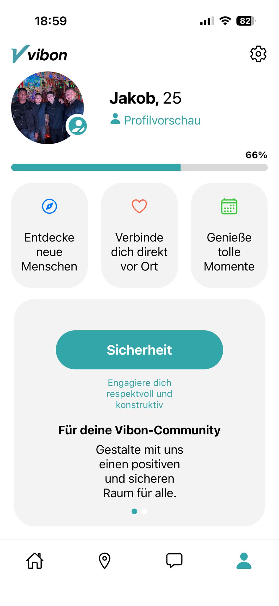 Vibon App Screen 1